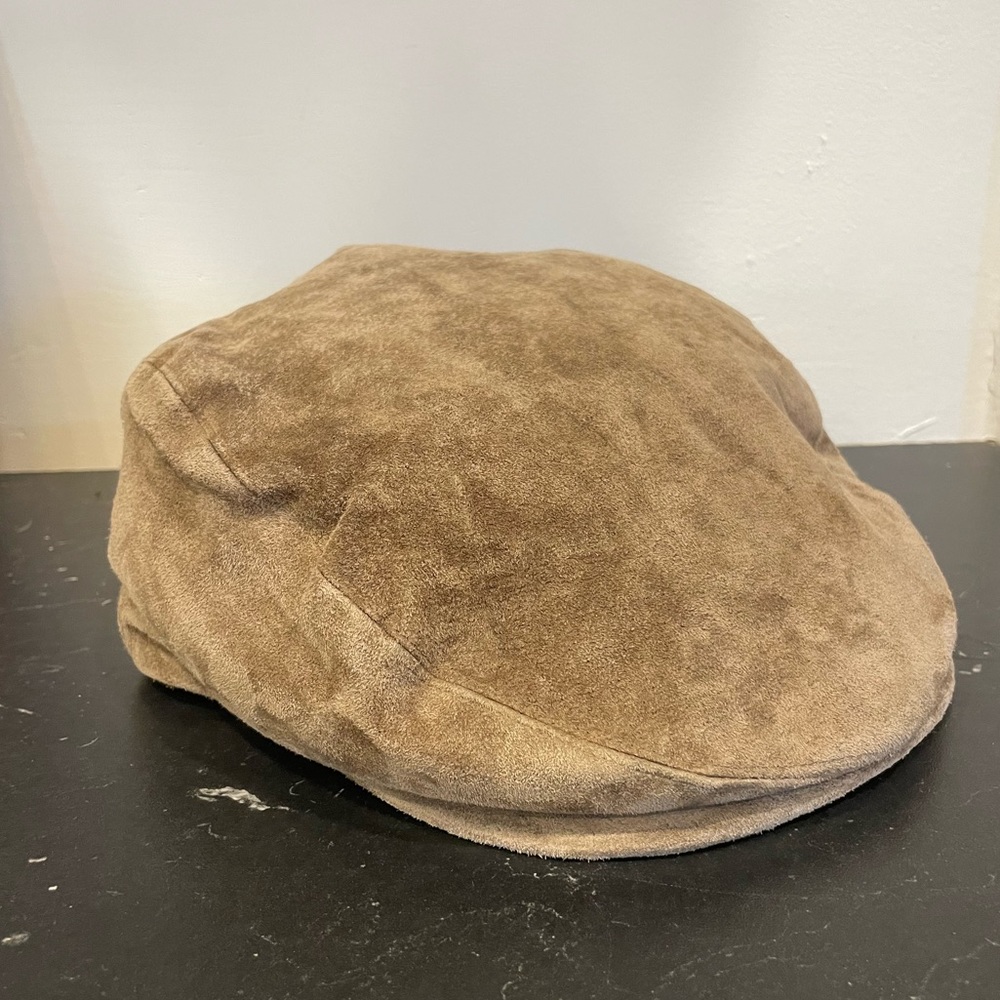 Vintage Country Gentleman Newsboy Hat leather suede Large Snap Front